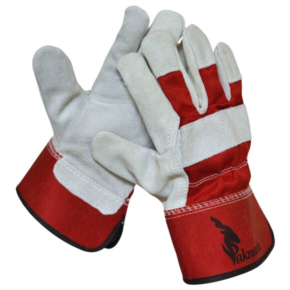 PAKNADA CowSplit leather Gloves 1Pair Red Single Palm for Industrial Outdoor - Picture 5 of 7